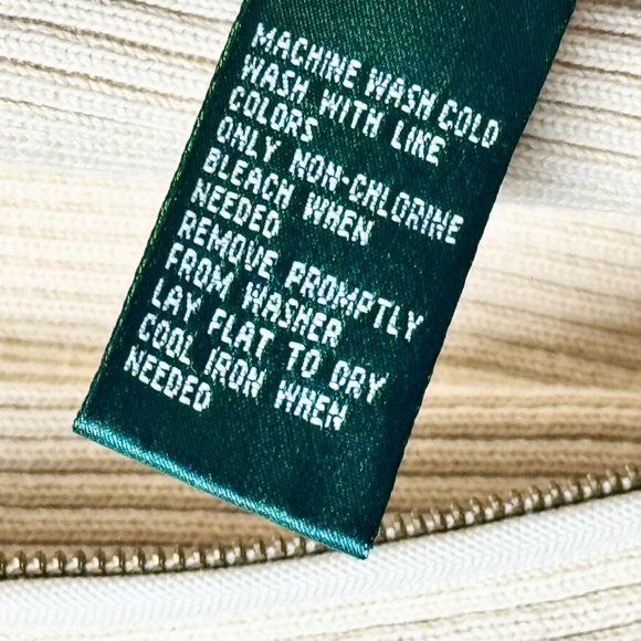 Lauren Ralph Lauren Cotton Ribbed Full Zip Beige Cardigan Sz XL - Picture 7 of 8